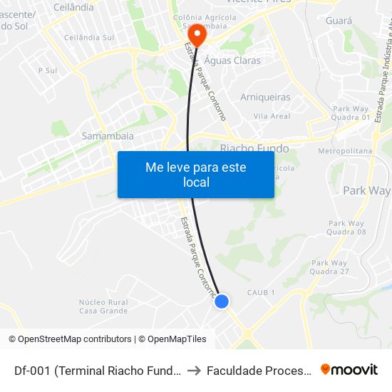 Df-001 (Terminal Riacho Fundo II) to Faculdade Processus map