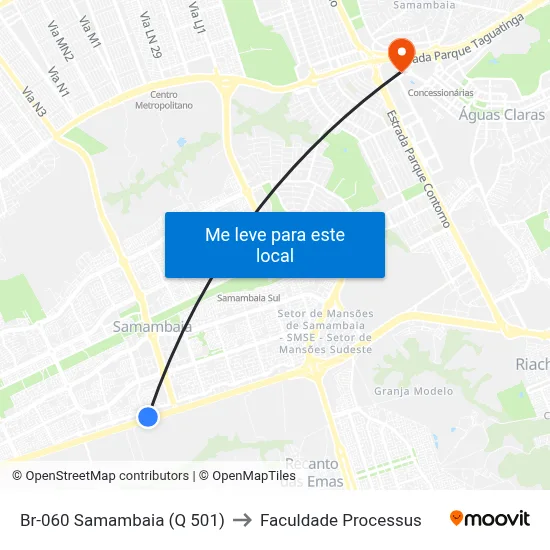 Br-060 Samambaia (Q 501) to Faculdade Processus map