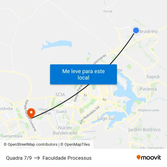 Quadra 7/9 to Faculdade Processus map