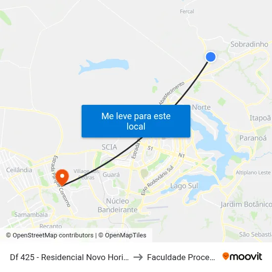 Df 425 - Residencial Novo Horizonte to Faculdade Processus map