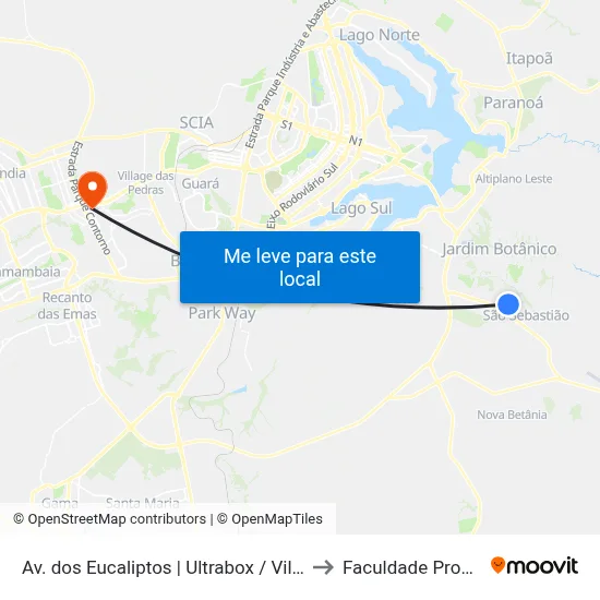 Av. dos Eucaliptos | Ultrabox / Vila Olímpica to Faculdade Processus map