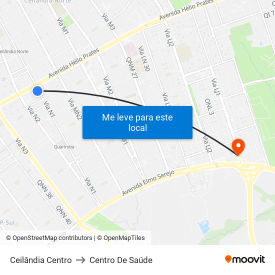 Ceilândia Centro to Centro De Saúde map