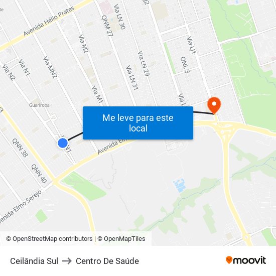 Ceilândia Sul to Centro De Saúde map