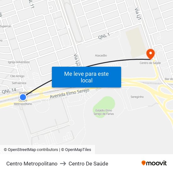 Centro Metropolitano to Centro De Saúde map