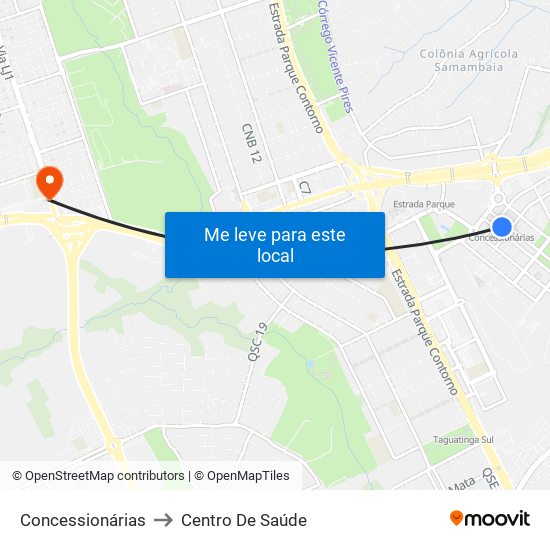 Concessionárias to Centro De Saúde map
