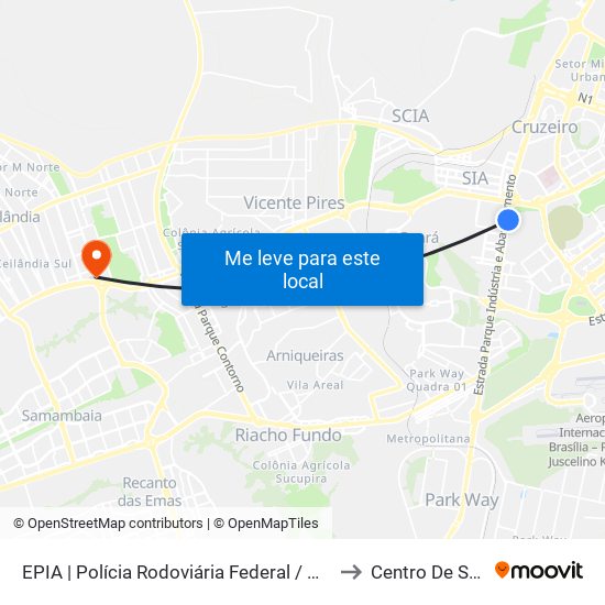 Epia Sul | Sede Prf / Novacap to Centro De Saúde map