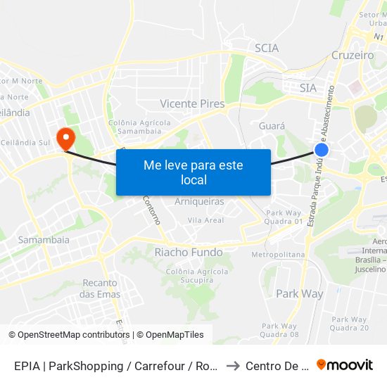 Epia Sul | Parkshopping / Carrefour / Rod. Interestadual / Assaí to Centro De Saúde map