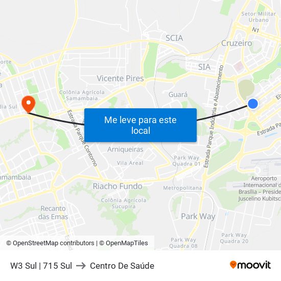 W3 Sul | 715 Sul to Centro De Saúde map