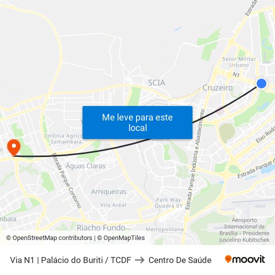 Via N1 | Palácio Do Buriti / Tribunal De Contas Do Df to Centro De Saúde map