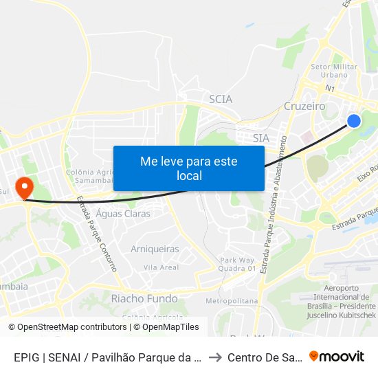 Epig | Senai / Pavilhão Parque Da Cidade to Centro De Saúde map