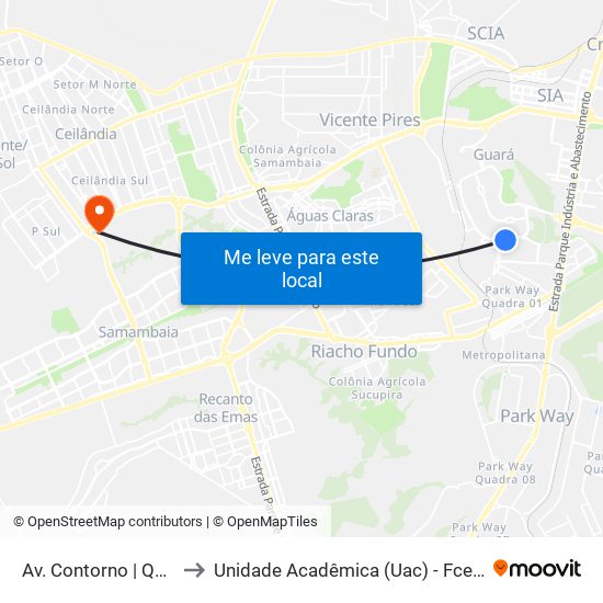 Av. Contorno | Qe 38 to Unidade Acadêmica (Uac) - Fce / Unb map