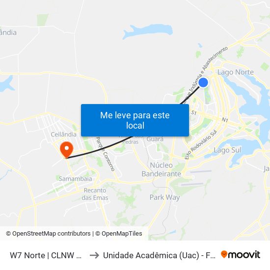 W7 Norte | CLNW 09/10 to Unidade Acadêmica (Uac) - Fce / Unb map