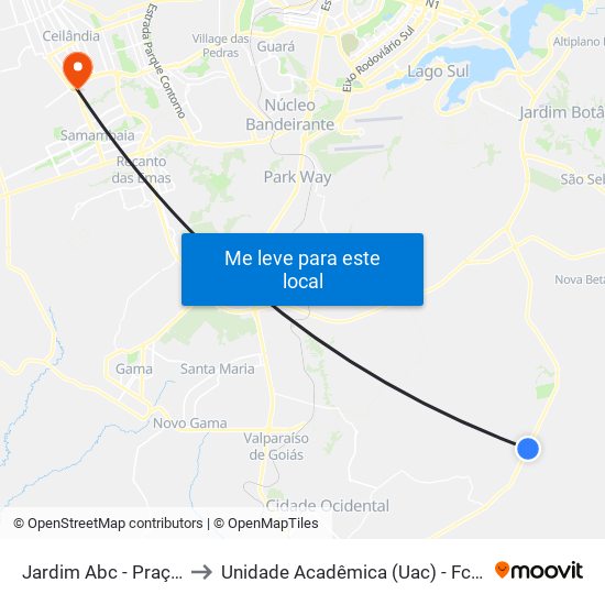 Jardim Abc - Praçinha to Unidade Acadêmica (Uac) - Fce / Unb map