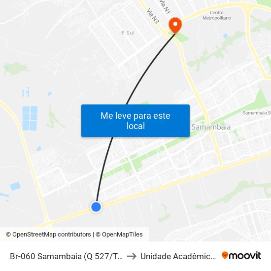 Br-060 Samambaia (Q 527/Terminal Samambaia Sul) to Unidade Acadêmica (Uac) - Fce / Unb map