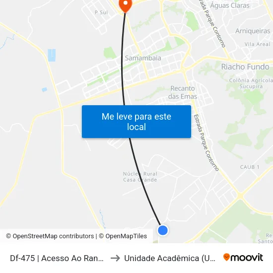 Df-475 | Acesso Ao Rancho Do Javali to Unidade Acadêmica (Uac) - Fce / Unb map