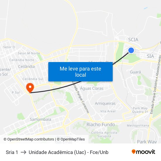 Sria 1 to Unidade Acadêmica (Uac) - Fce / Unb map