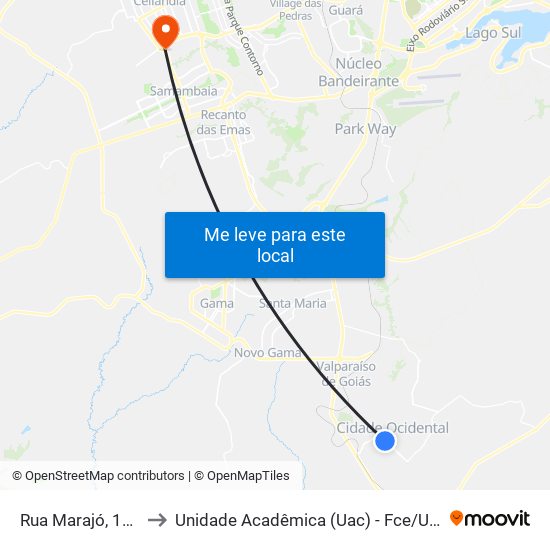 Rua Marajó, 103 to Unidade Acadêmica (Uac) - Fce / Unb map