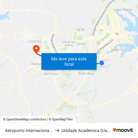 Aeroporto Internacional de Brasília to Unidade Acadêmica (Uac) - Fce / Unb map