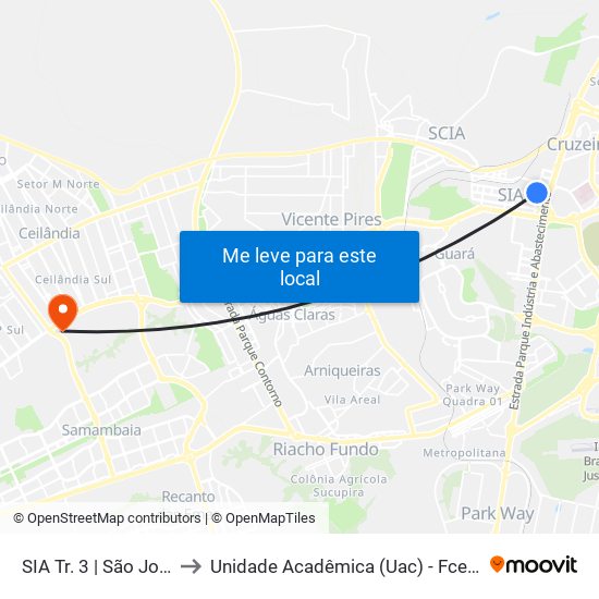 Sia Trecho 3 - São Jorge to Unidade Acadêmica (Uac) - Fce / Unb map