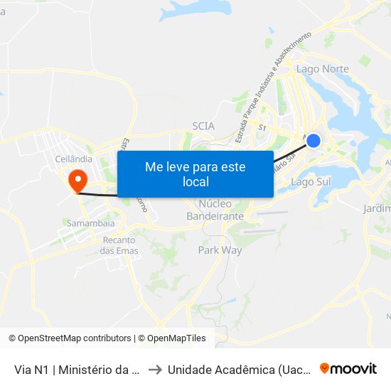 Via N1 | Ministério da Educação to Unidade Acadêmica (Uac) - Fce / Unb map
