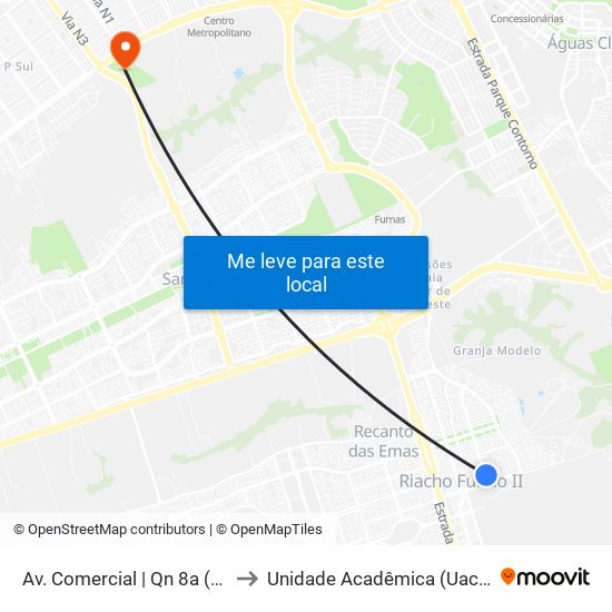 Av. Comercial | Qn 8a (Casa Azul) to Unidade Acadêmica (Uac) - Fce / Unb map