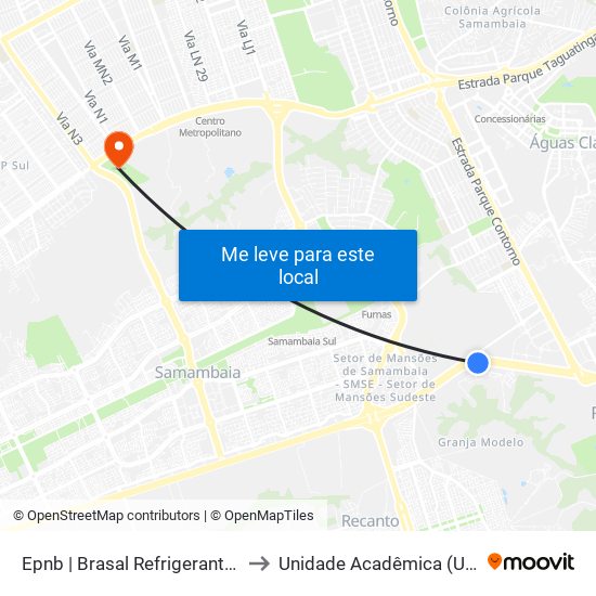 Epnb | Brasal Refrigerantes (Coca-Cola) to Unidade Acadêmica (Uac) - Fce / Unb map