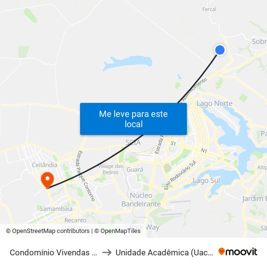 Condomínio  Vivendas Bela Vista to Unidade Acadêmica (Uac) - Fce / Unb map