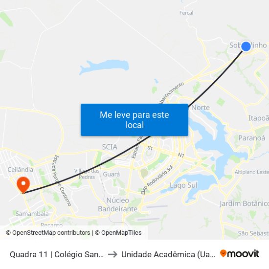 Quadra 11 | Colégio Santo Elias / Cil to Unidade Acadêmica (Uac) - Fce / Unb map