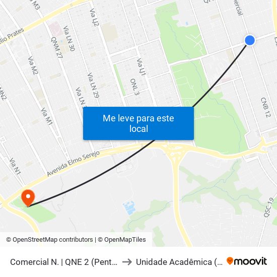 Comercial N. | QNE 2 (Pentecostes / Uniplan) to Unidade Acadêmica (Uac) - Fce / Unb map