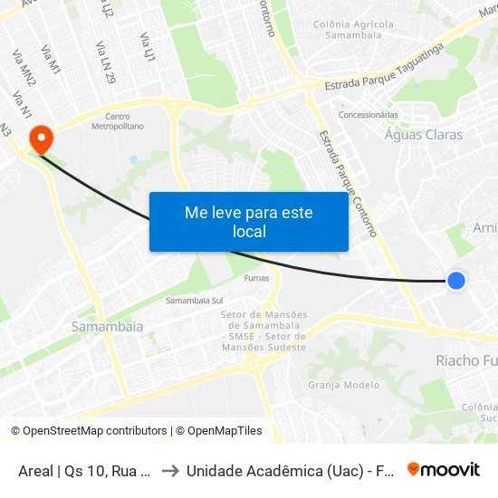 Areal | Qs 10, Rua 220a to Unidade Acadêmica (Uac) - Fce / Unb map