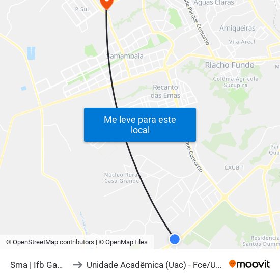 Sma | Ifb Gama to Unidade Acadêmica (Uac) - Fce / Unb map