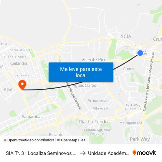 Sia Trecho 3 - Casa Da Madeira/Centro De Referência Do Trabalhador to Unidade Acadêmica (Uac) - Fce / Unb map