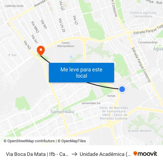 Via Boca Da Mata | Ifb - Campus Samambaia to Unidade Acadêmica (Uac) - Fce / Unb map