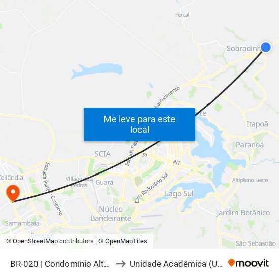 Br-020 | Cond. Alto Da Boa Vista to Unidade Acadêmica (Uac) - Fce / Unb map