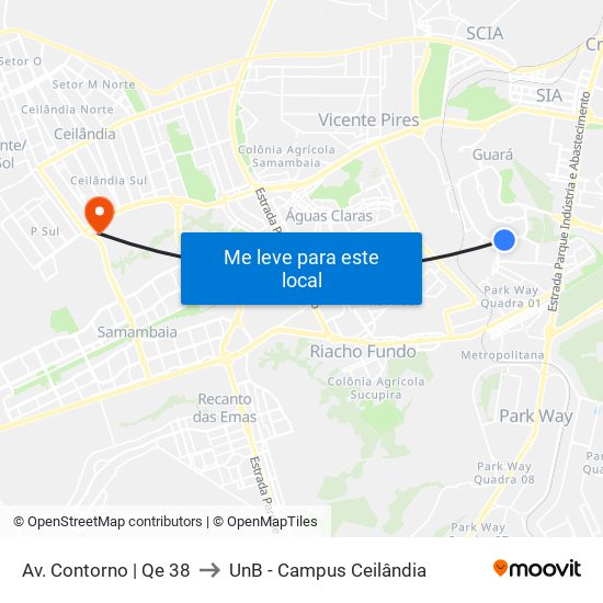Av. Contorno | Qe 38 to UnB - Campus Ceilândia map