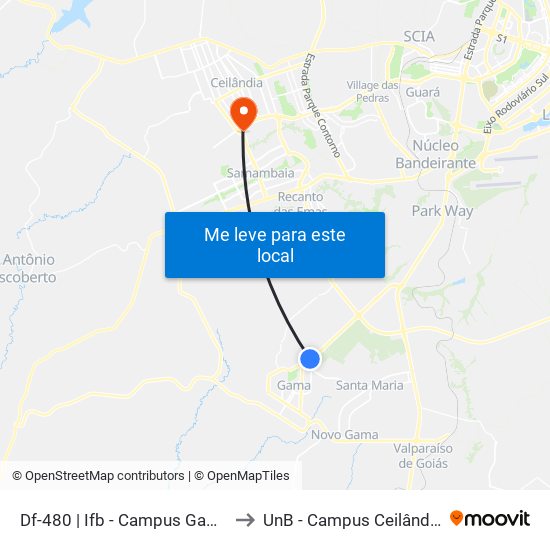 Df-480 | Ifb - Campus Gama to UnB - Campus Ceilândia map