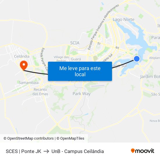 SCES | Ponte JK to UnB - Campus Ceilândia map