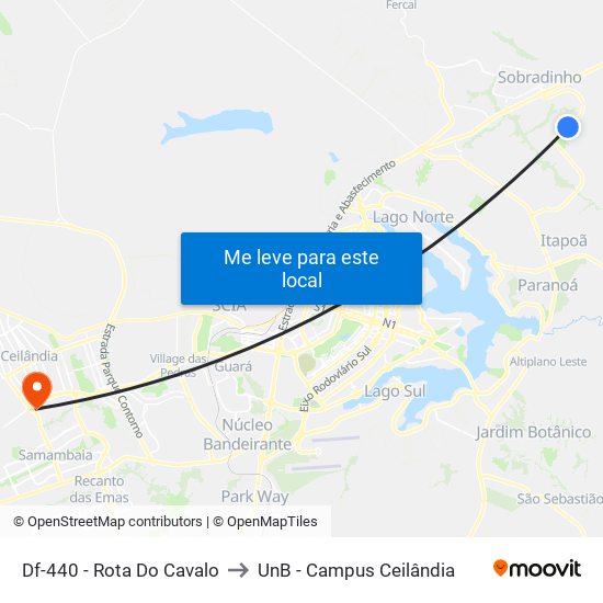 Df-440 - Rota Do Cavalo to UnB - Campus Ceilândia map