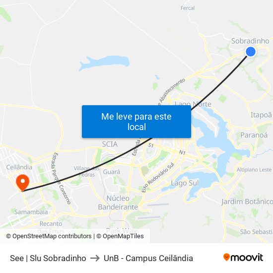 See | Slu Sobradinho to UnB - Campus Ceilândia map