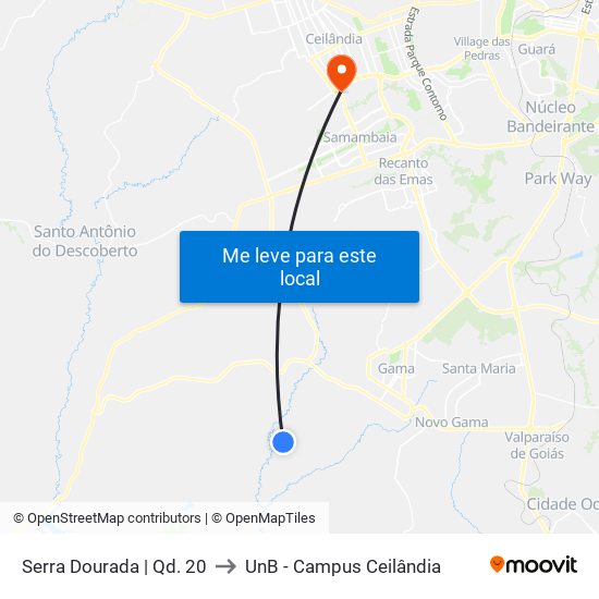 Serra Dourada | Qd. 20 to UnB - Campus Ceilândia map