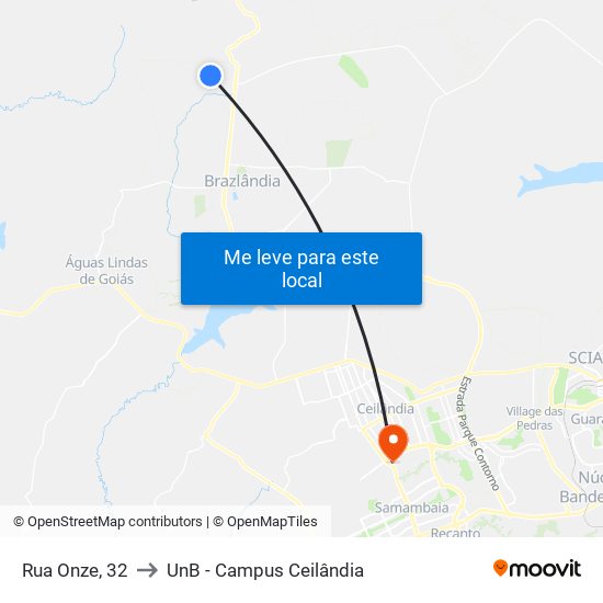 Rua Onze, 32 to UnB - Campus Ceilândia map