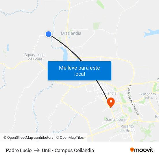 Padre Lucio to UnB - Campus Ceilândia map