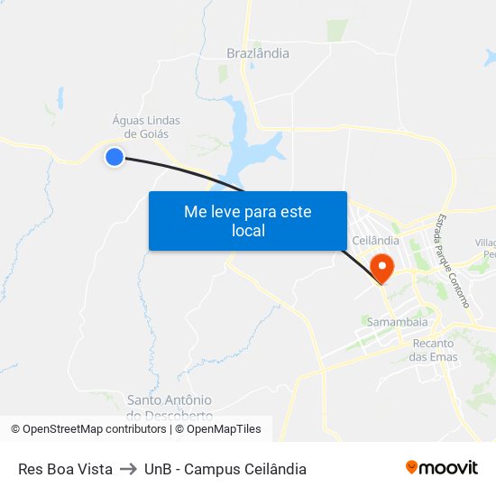 Res Boa Vista to UnB - Campus Ceilândia map