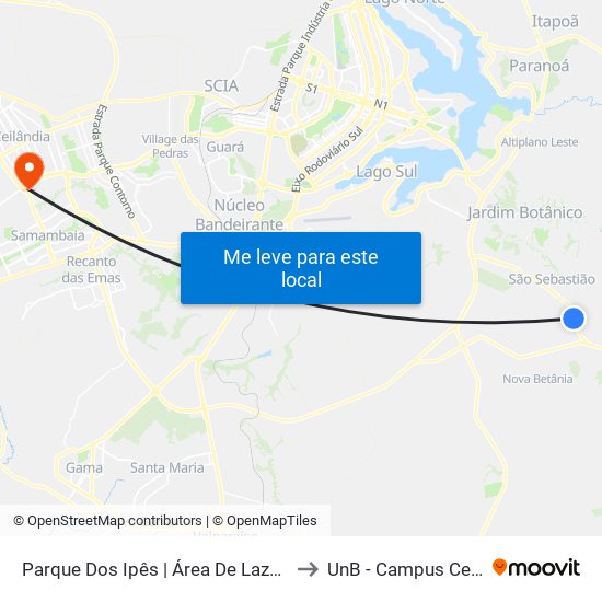 Parque Dos Ipês | Área De Lazer Do Crixá to UnB - Campus Ceilândia map