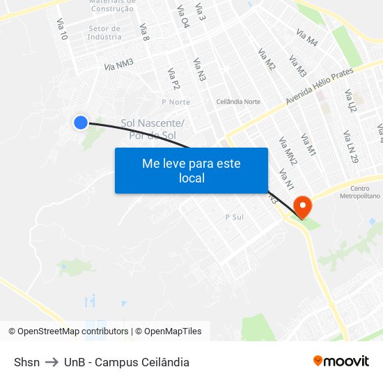 Shsn to UnB - Campus Ceilândia map