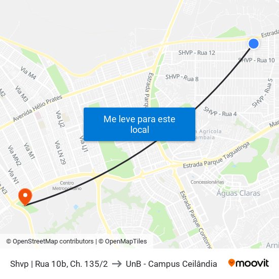 Shvp | Rua 10b, Ch. 135/2 to UnB - Campus Ceilândia map