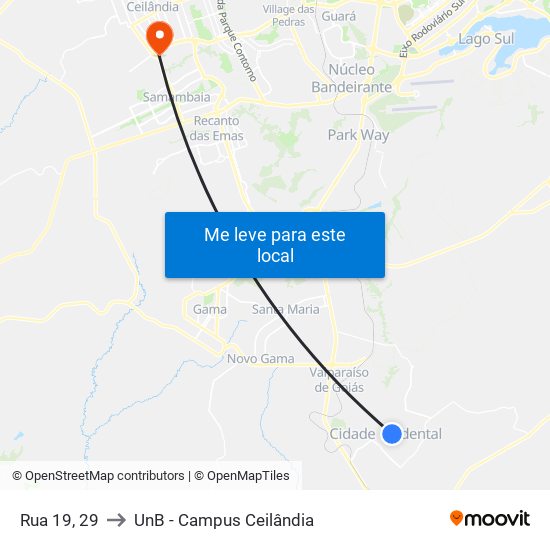 Rua 19, 29 to UnB - Campus Ceilândia map