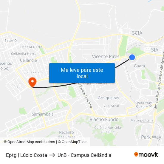 Eptg | Lúcio Costa to UnB - Campus Ceilândia map