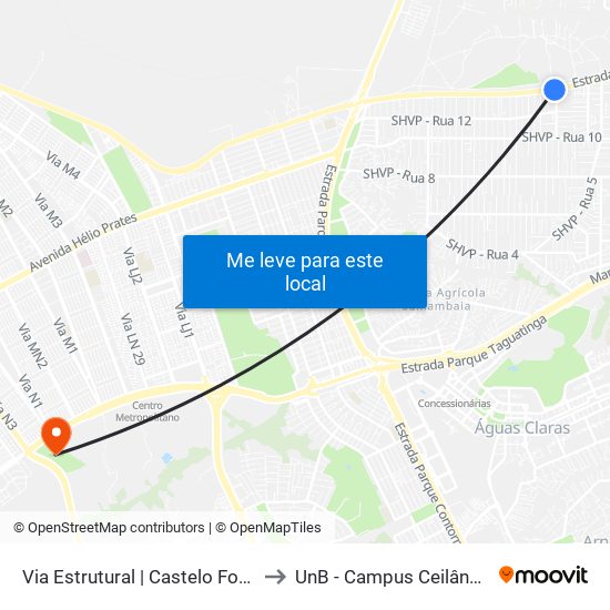 Via Estrutural | Castelo Forte to UnB - Campus Ceilândia map