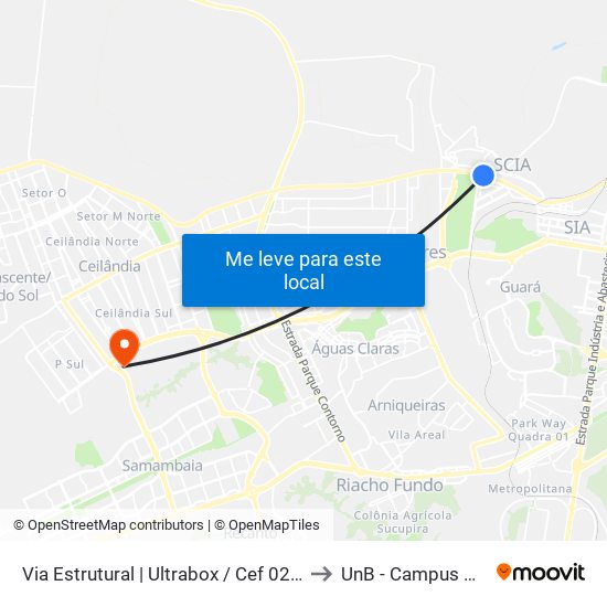 Via Estrutural | Ultrabox / Cef 02 Da Estrutural to UnB - Campus Ceilândia map